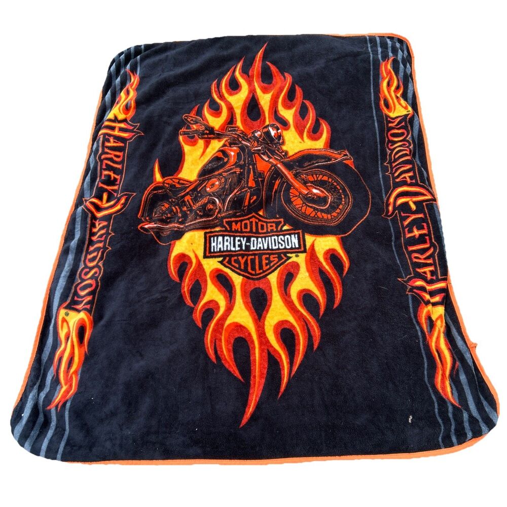 Vintage Harley‎ Davidson Motor Cycles 48”x56” Throw Blanket - Good Condition